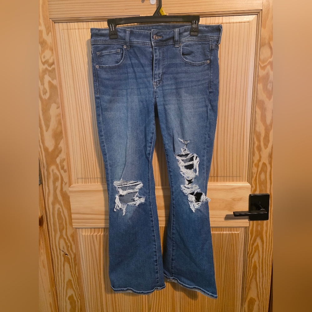 American Eagle Outfitters Distressed Kick Boot Cut Jeans